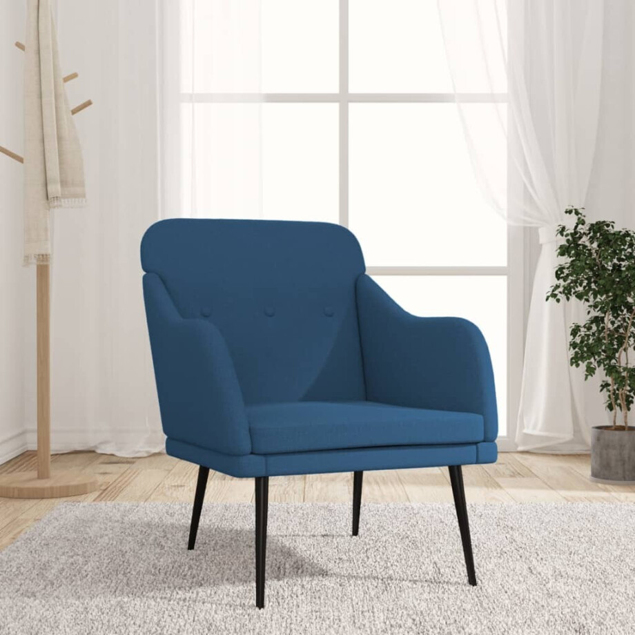 vidaXL Fauteuil 63x76x80 cm stof blauw afbeelding 1