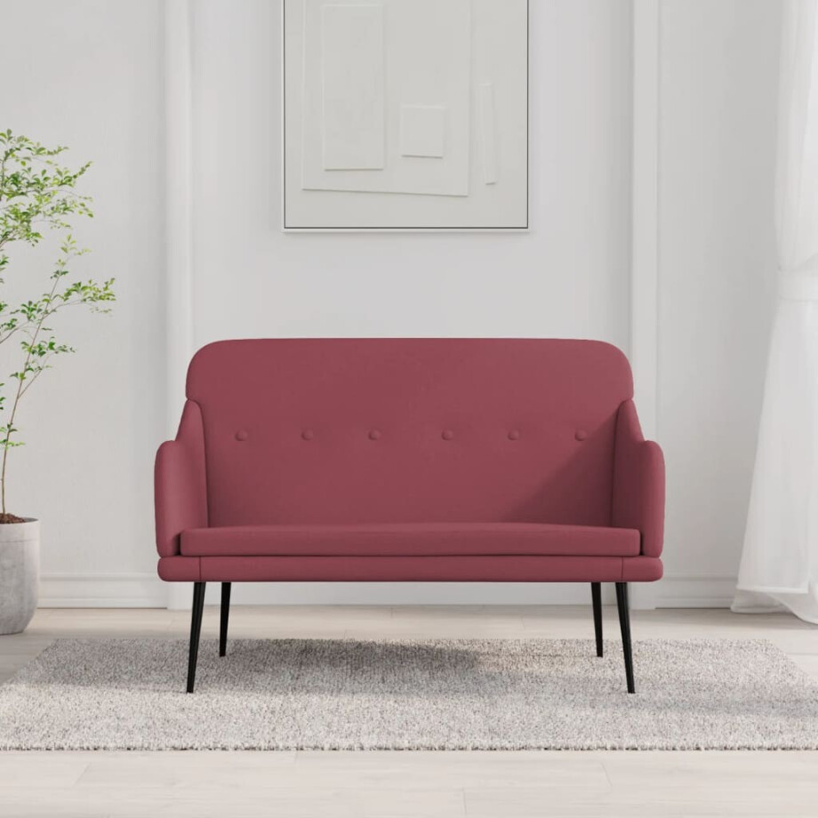 vidaXL Bankje 110x76x80 cm stof wijnrood afbeelding 1
