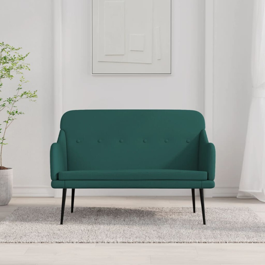 vidaXL Bankje 110x76x80 cm stof donkergroen afbeelding 1