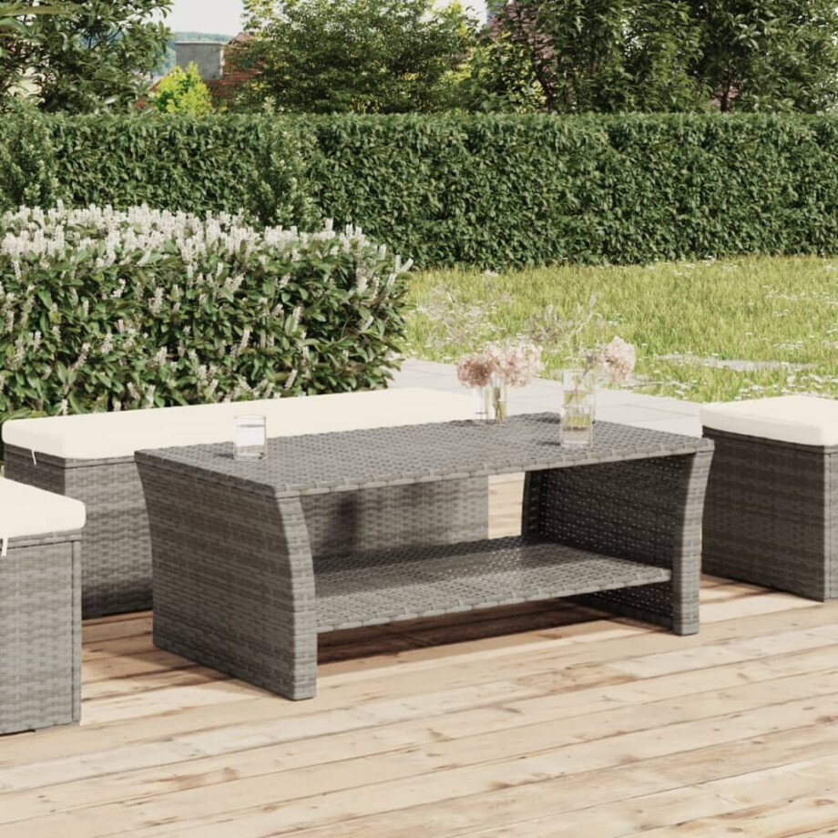 vidaXL Salontafel 100x50x40 cm poly rattan grijs afbeelding 1