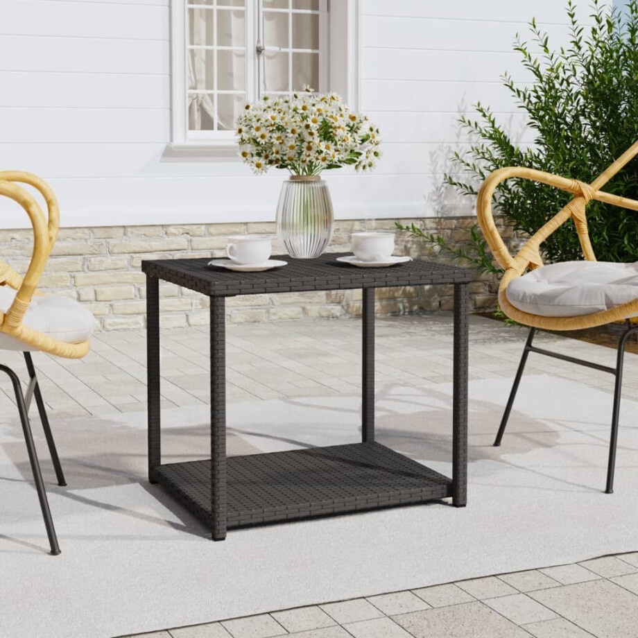 vidaXL Bijzettafel 55x45x49 cm poly rattan zwart afbeelding 1