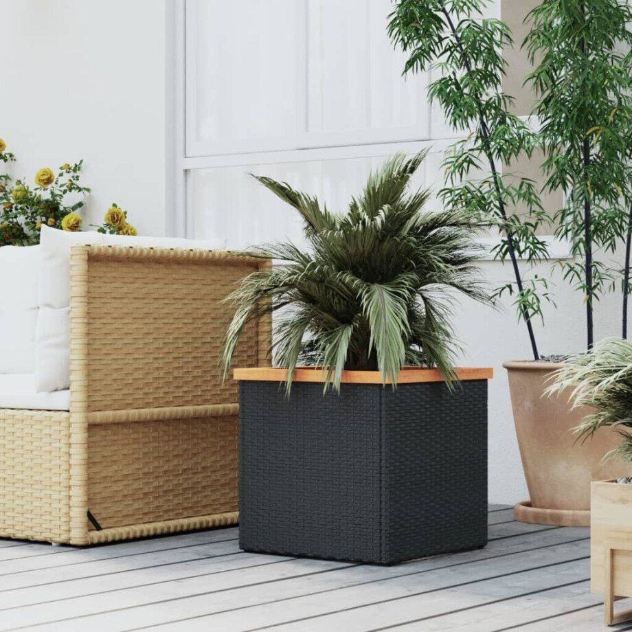 vidaXL Plantenbak 40x40x40 cm poly rattan zwart afbeelding 1