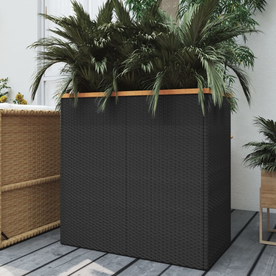 vidaXL Plantenbak 80x40x80 cm poly rattan zwart afbeelding 1
