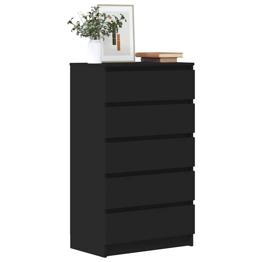 vidaXL Ladekast 60x36x103 cm bewerkt hout zwart vidaXL Ladekast 60x36x103 cm bewerkt hout zwart afbeelding 1