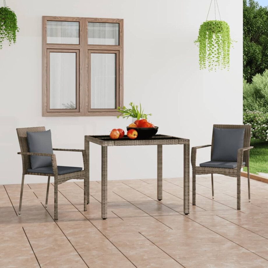 vidaXL Tuinstoelen 2 st met kussens poly rattan grijs afbeelding 1