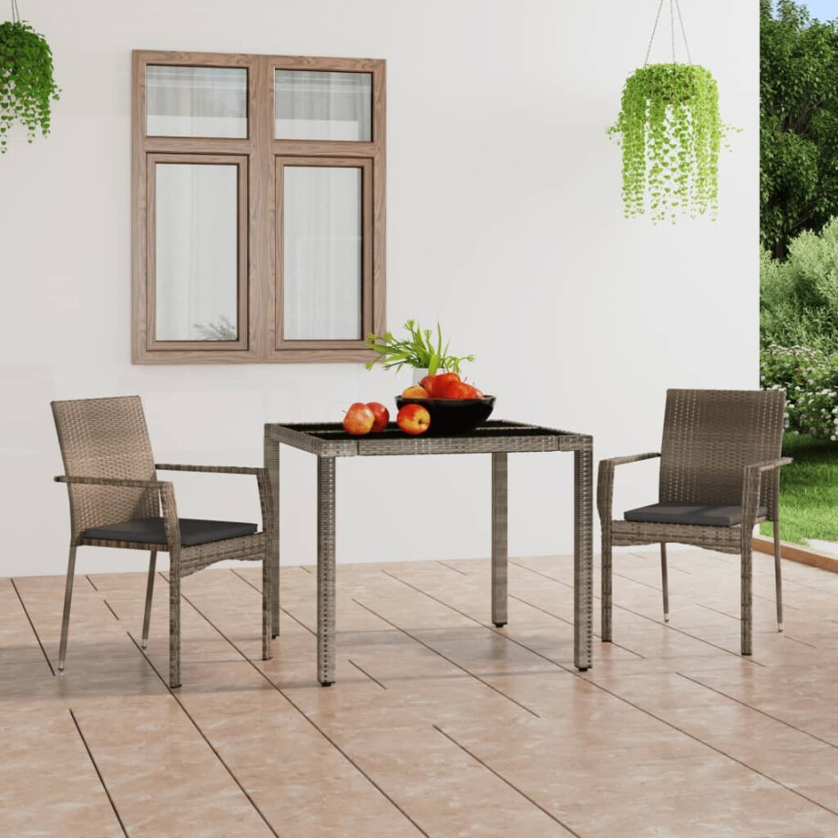 vidaXL Tuinstoelen 2 st met kussens poly rattan grijs afbeelding 1