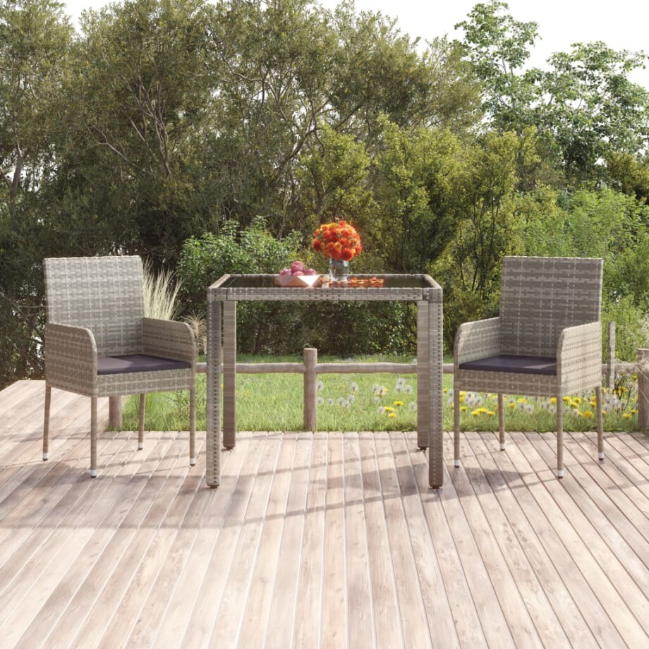 vidaXL Tuinstoelen 2 st met kussens poly rattan grijs afbeelding 1