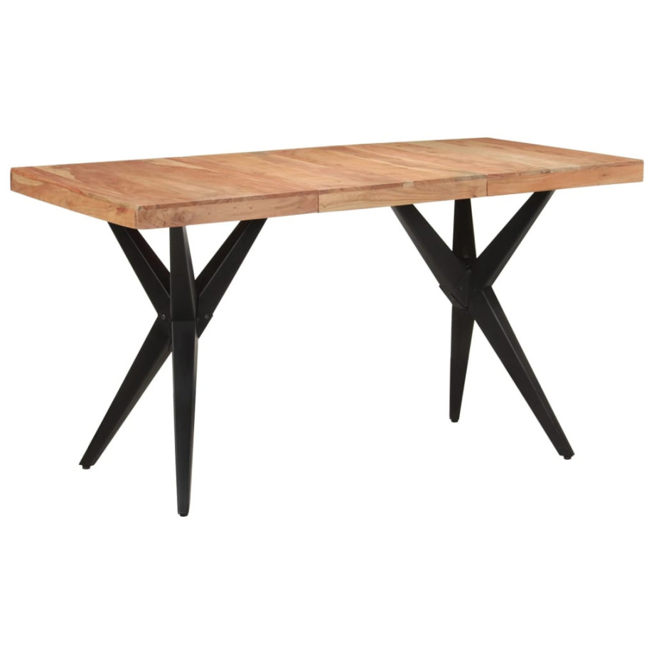 vidaXL Eettafel 140x70x76 cm massief acaciahout zwart vidaXL Eettafel 140x70x76 cm massief acaciahout zwart afbeelding 1