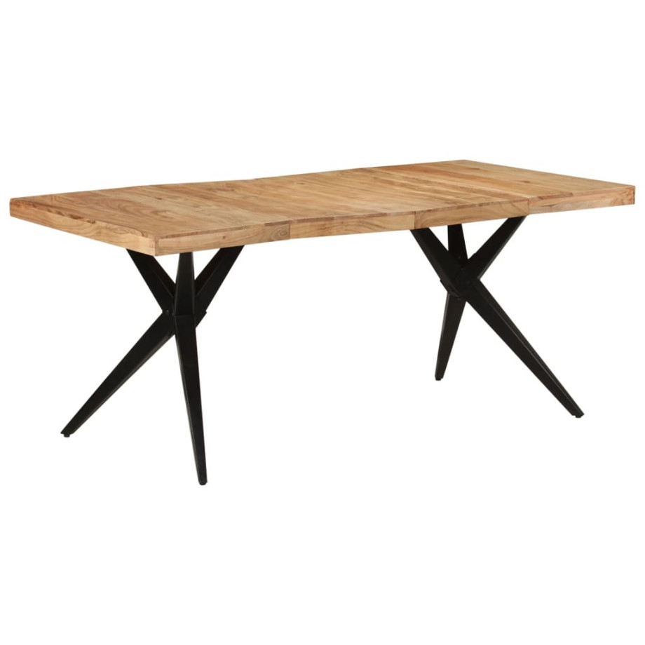 vidaXL Eettafel 180x90x77 cm massief acaciahout zwart vidaXL Eettafel 180x90x77 cm massief acaciahout zwart afbeelding 1