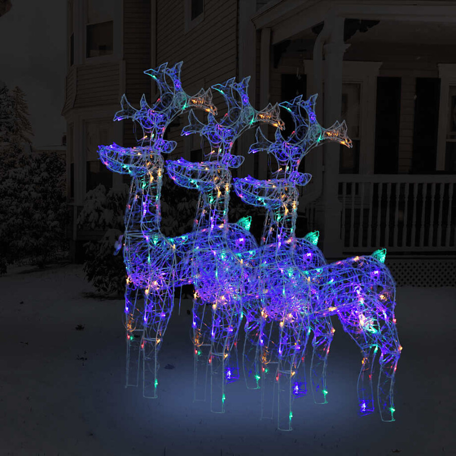 vidaXL Kerstversiering rendier 3 st 60x16x100 cm acryl vidaXL Kerstversiering rendier 3 st 60x16x100 cm acryl afbeelding 1