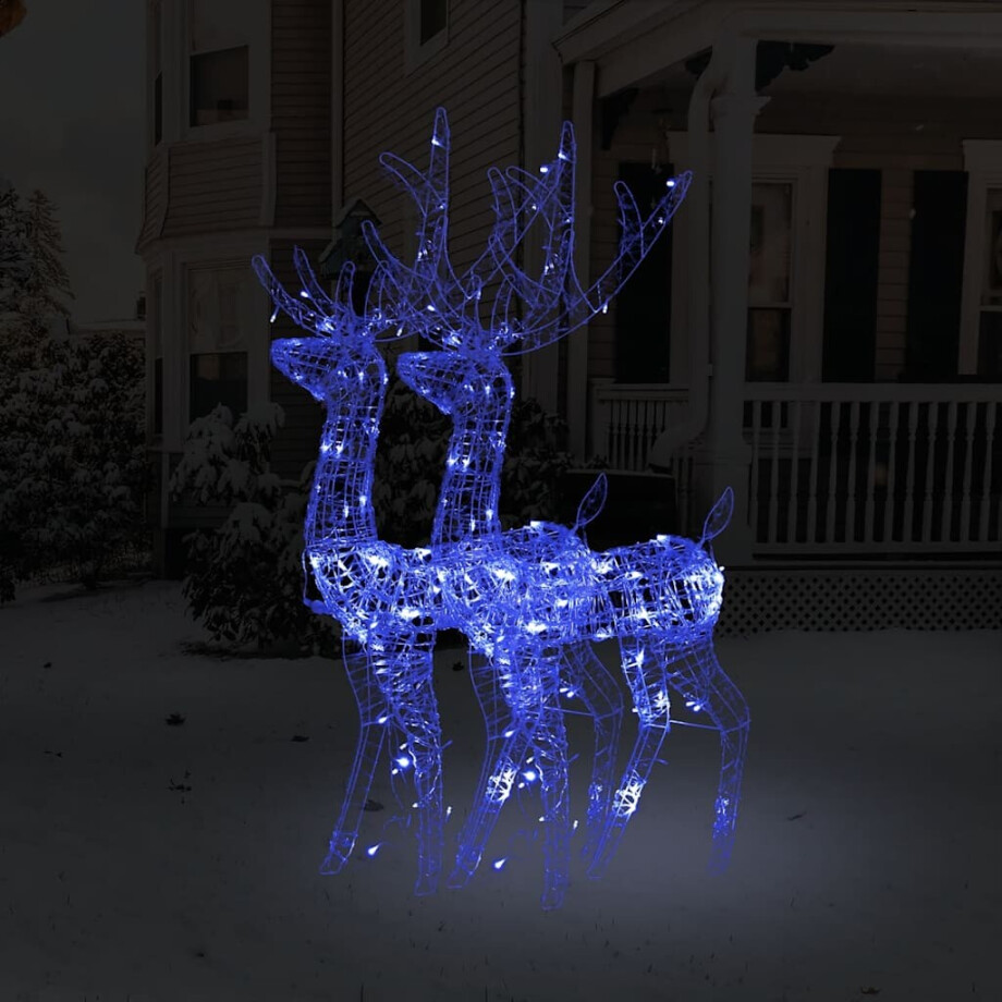 vidaXL Kerstversieringen rendier 2 st 128 cm acryl blauw afbeelding 1