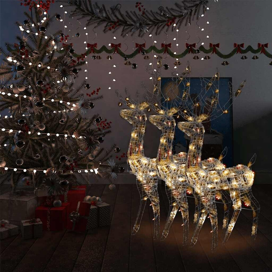 vidaXL Kerstversiering rendier 3 st meerkleurig 128 cm acryl vidaXL Kerstversiering rendier 3 st meerkleurig 128 cm acryl afbeelding 1