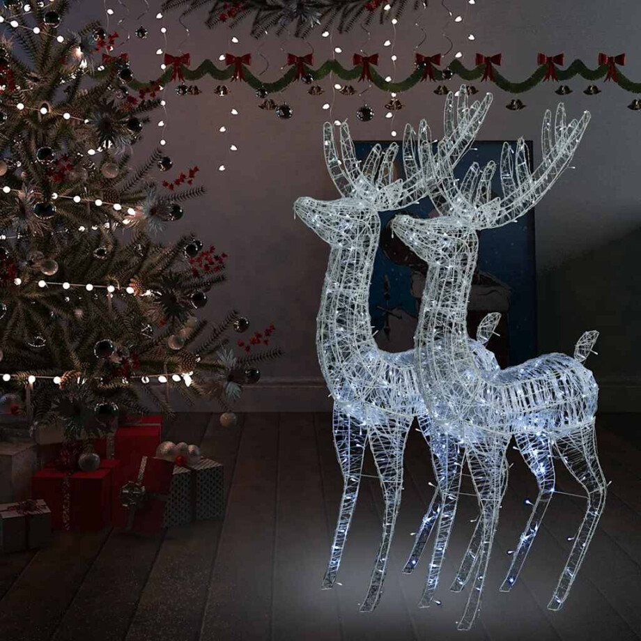vidaXL Kerstdecoratie rendier XXL 2 st 250 LED's warmwit 180 cm acryl afbeelding 1