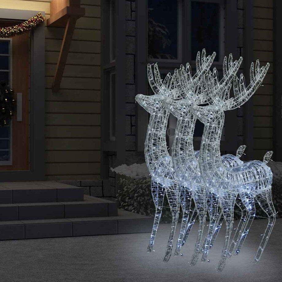 vidaXL Kerstdecoratie rendier XXL 3 st 250 LED's warmwit 180 cm acryl afbeelding 1