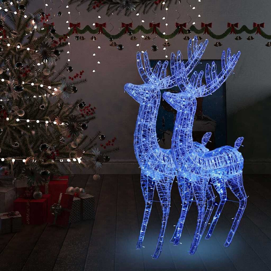 vidaXL Kerstdecoratie rendier XXL 2 st 250 LED's blauw 180 cm acryl afbeelding 1