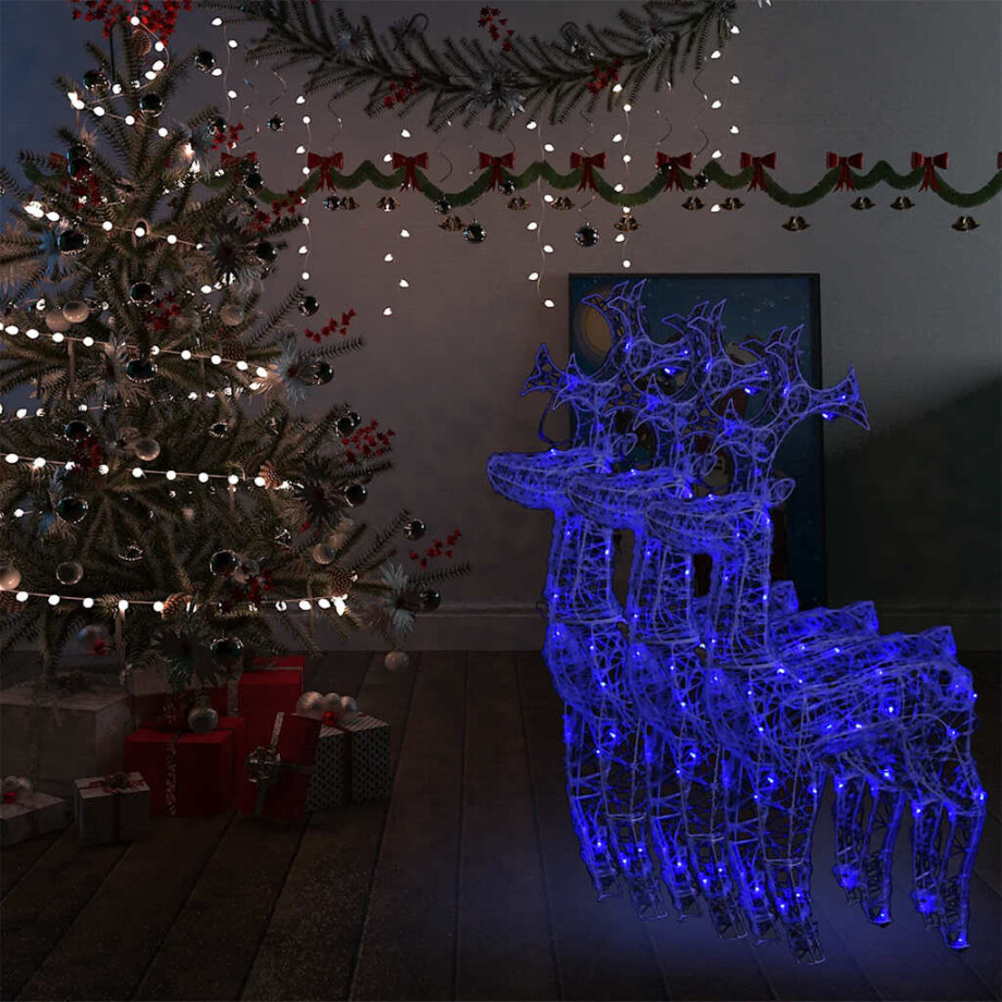 vidaXL Kerstversiering rendier 3 st 60x16x100 cm acryl vidaXL Kerstversiering rendier 3 st 60x16x100 cm acryl afbeelding 1