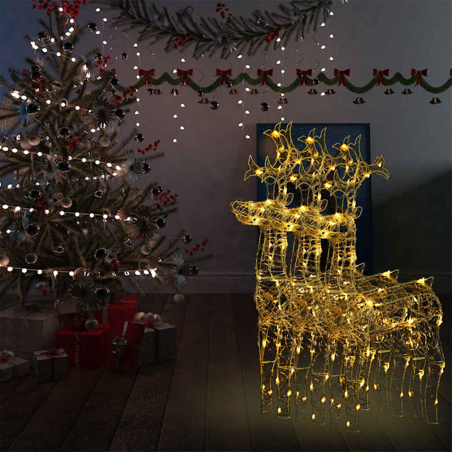 vidaXL Kerstversiering rendier 3 st 60x16x100 cm acryl afbeelding 1