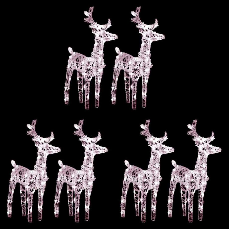 vidaXL Kerstrendieren 6 st 240 LED's acryl warmwit vidaXL Kerstrendieren 6 st 240 LED's acryl warmwit afbeelding 1
