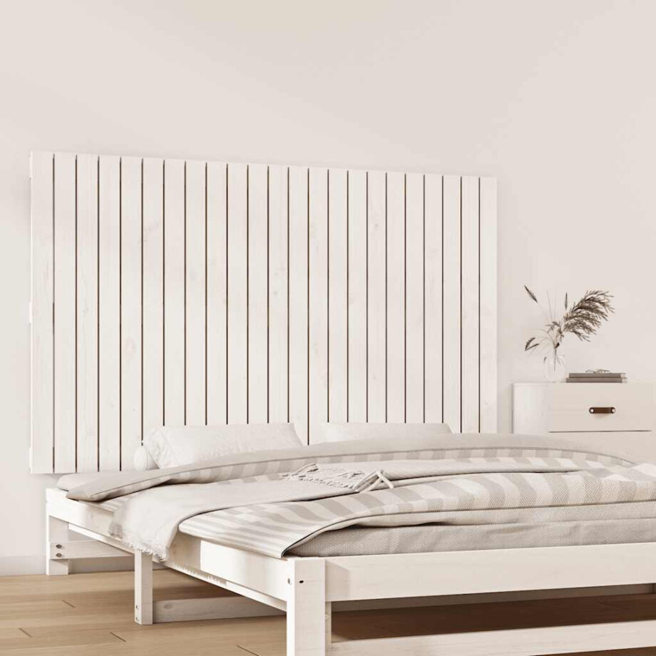 vidaXL Wandhoofdbord 147x3x90 cm massief grenenhout wit afbeelding 1