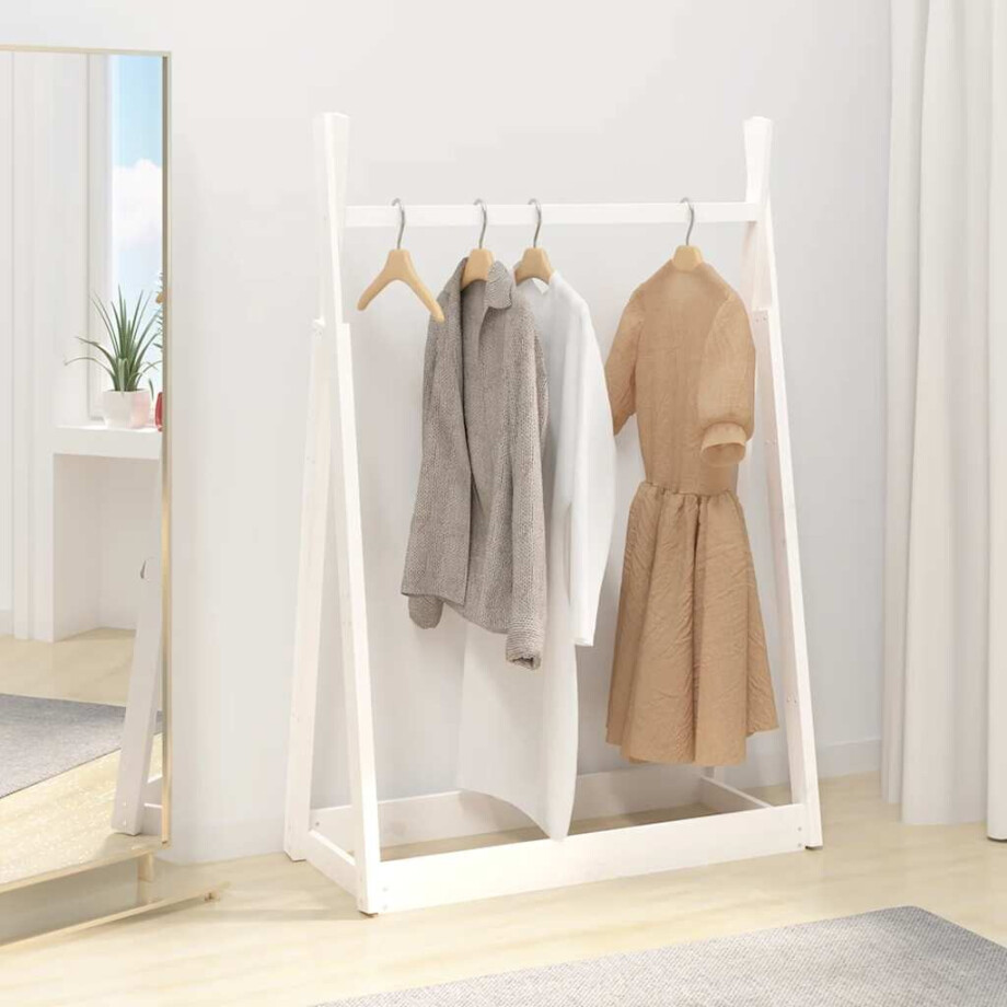 vidaXL Kledingrek 100x45x150 cm massief grenenhout wit vidaXL Kledingrek 100x45x150 cm massief grenenhout wit afbeelding 1