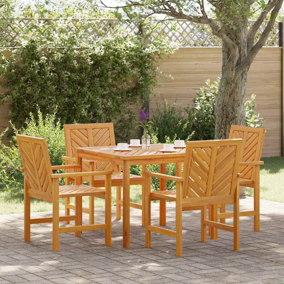 vidaXL Tuin eettafelset 5 pcs Bruin Massief Acaciahout afbeelding 1