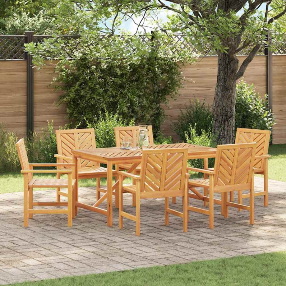 vidaXL Tuin eettafelset 7 pcs Bruin Massief Acaciahout vidaXL Tuin eettafelset 7 pcs Bruin Massief Acaciahout afbeelding 1
