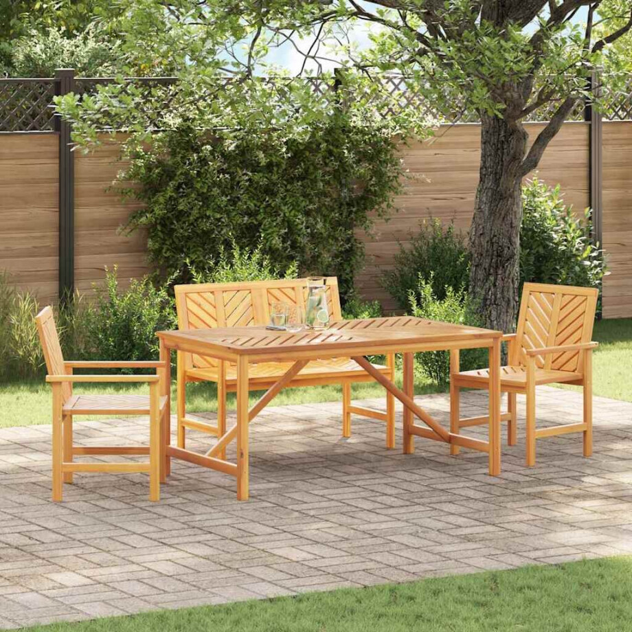 vidaXL Tuin eettafelset 4 pcs Bruin Massief Acaciahout vidaXL Tuin eettafelset 4 pcs Bruin Massief Acaciahout afbeelding 1