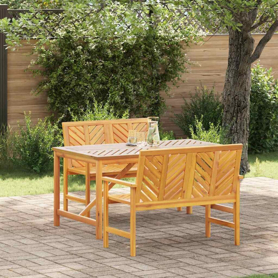vidaXL Tuin eettafelset 3 pcs Bruin Massief Acaciahout vidaXL Tuin eettafelset 3 pcs Bruin Massief Acaciahout afbeelding 1