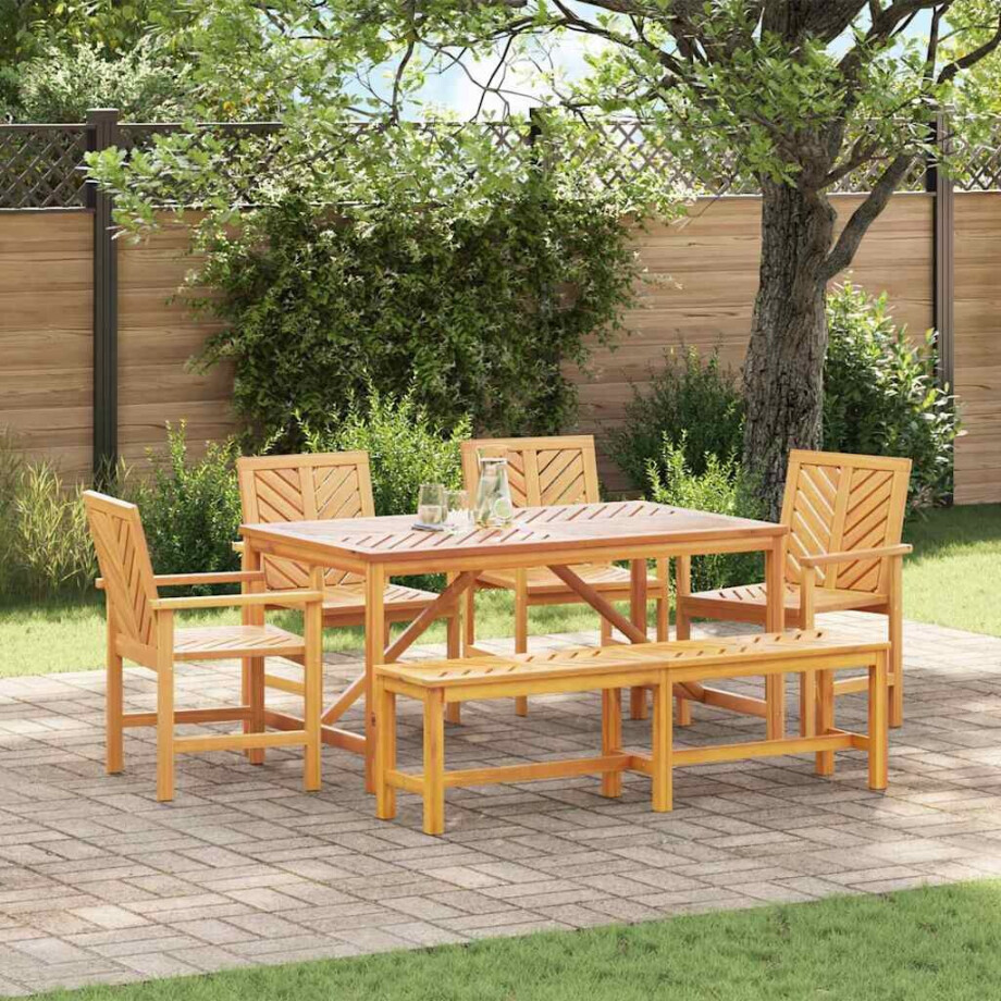 vidaXL Tuin eettafelset 6 pcs Bruin Massief Acaciahout vidaXL Tuin eettafelset 6 pcs Bruin Massief Acaciahout afbeelding 1