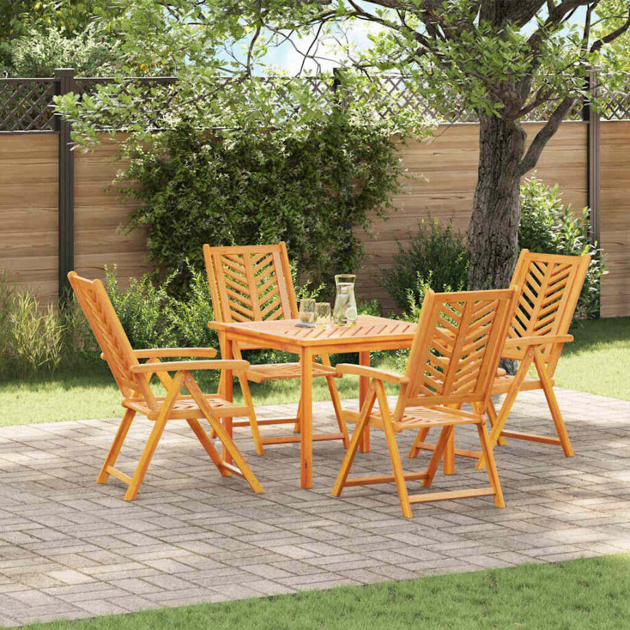 vidaXL Tuin eettafelset 5 pcs Bruin Massief Acaciahout vidaXL Tuin eettafelset 5 pcs Bruin Massief Acaciahout afbeelding 1