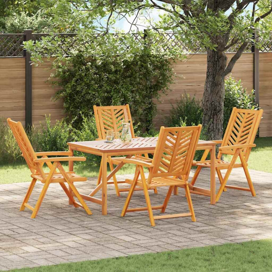 vidaXL Tuin eettafelset 5 pcs Bruin Massief Acaciahout vidaXL Tuin eettafelset 5 pcs Bruin Massief Acaciahout afbeelding 1