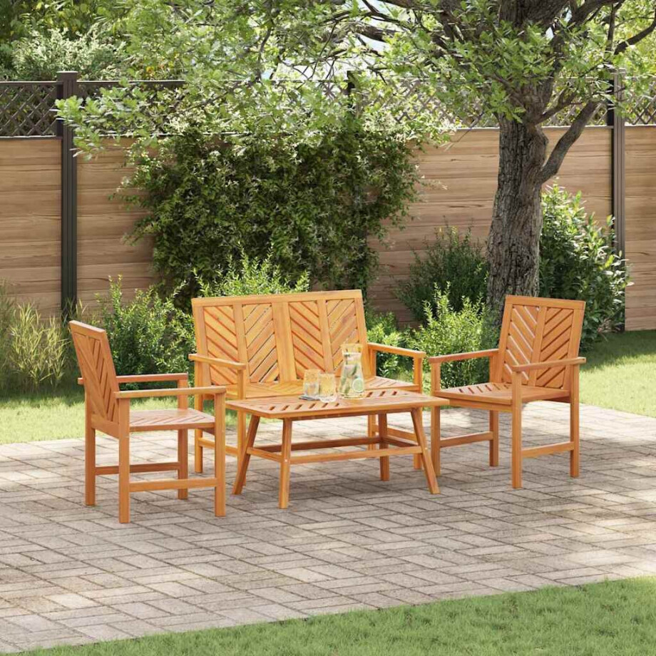 vidaXL Tuin loungeset 4 pcs Bruin Massief Acaciahout afbeelding 1