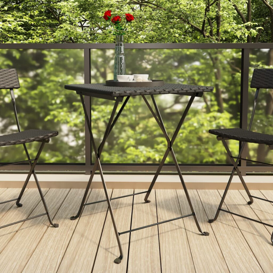 vidaXL Bistrotafel inklapbaar 55x54x71 cm poly rattan zwart vidaXL Bistrotafel inklapbaar 55x54x71 cm poly rattan zwart afbeelding 1