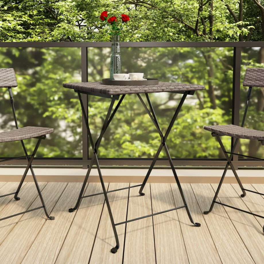 vidaXL Bistrotafel inklapbaar 55x54x71 cm poly rattan grijs vidaXL Bistrotafel inklapbaar 55x54x71 cm poly rattan grijs afbeelding 1