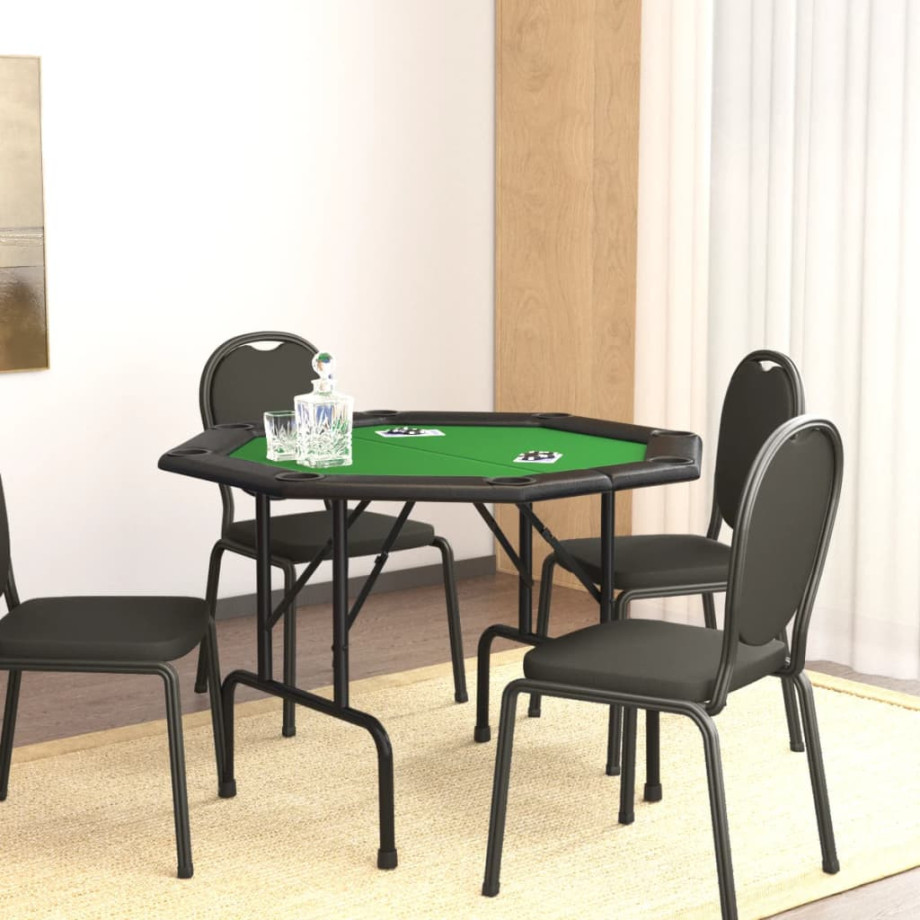 vidaXL Pokertafel voor 8 spelers inklapbaar 108x108x75 cm groen afbeelding 1