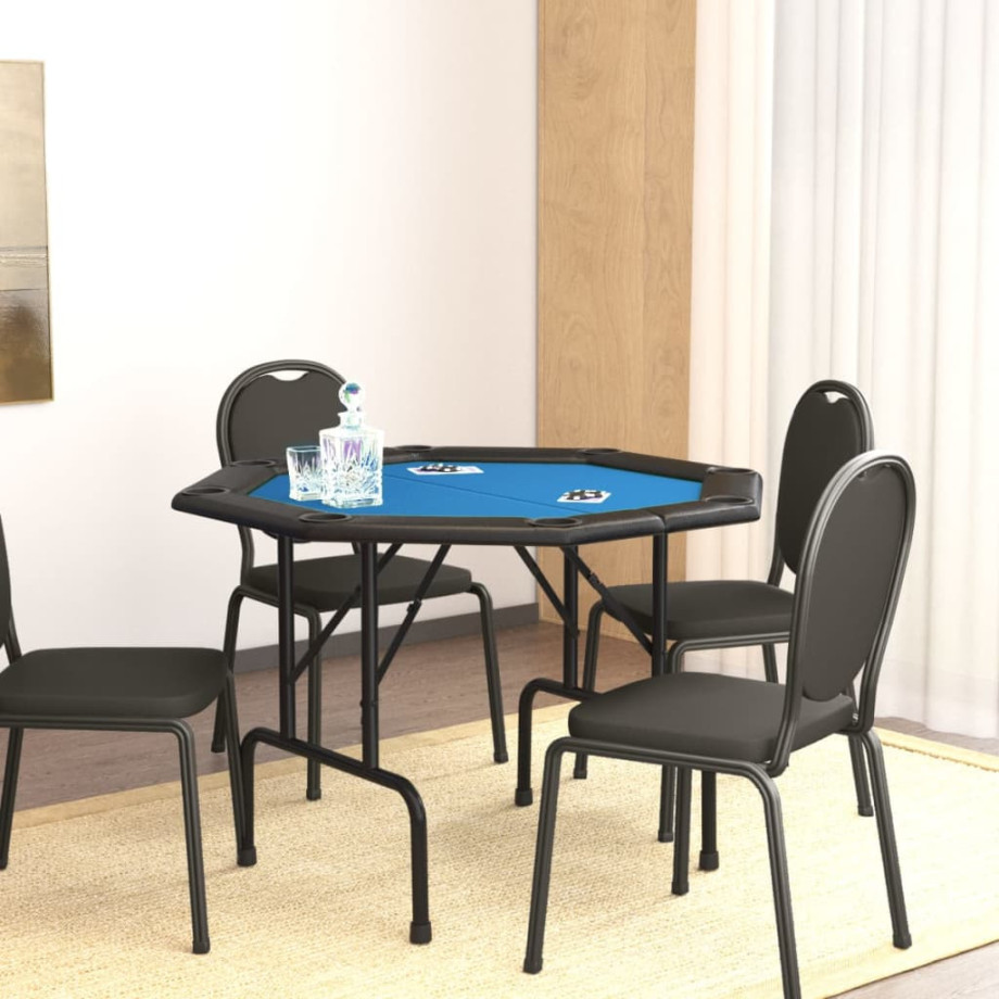 vidaXL Pokertafelblad voor 8 spelers inklapbaar 108x108x75 cm blauw afbeelding 1