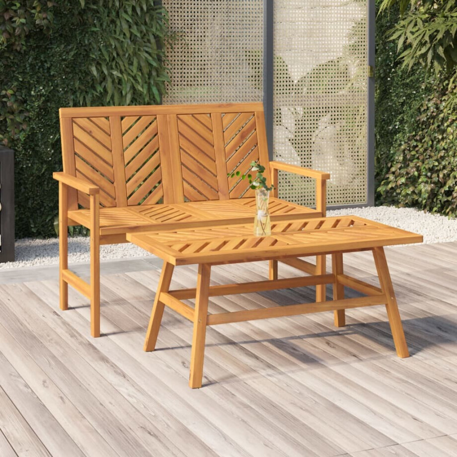 vidaXL 2-delige Loungeset massief acaciahout vidaXL 2-delige Loungeset massief acaciahout afbeelding 1