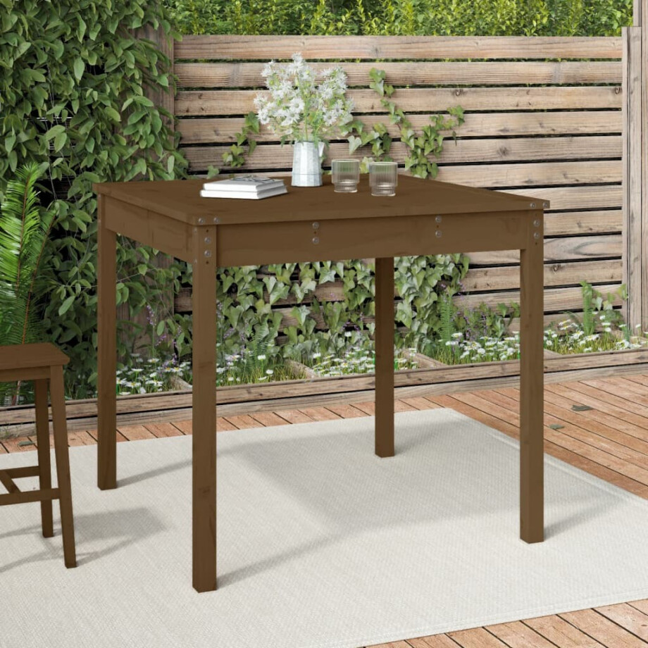vidaXL Tuintafel 82,5x82,5x76 cm massief grenenhout honingbruin afbeelding 1