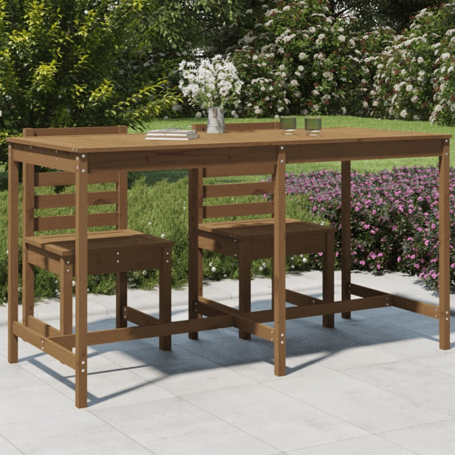 vidaXL Tuintafel 203,5x90x110 cm massief grenenhout honingbruin afbeelding 1