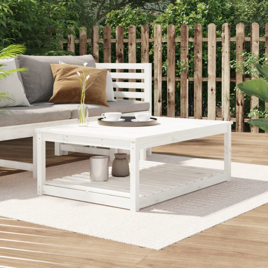 vidaXL Tuintafel 121x82,5x45 cm massief grenenhout wit afbeelding 1