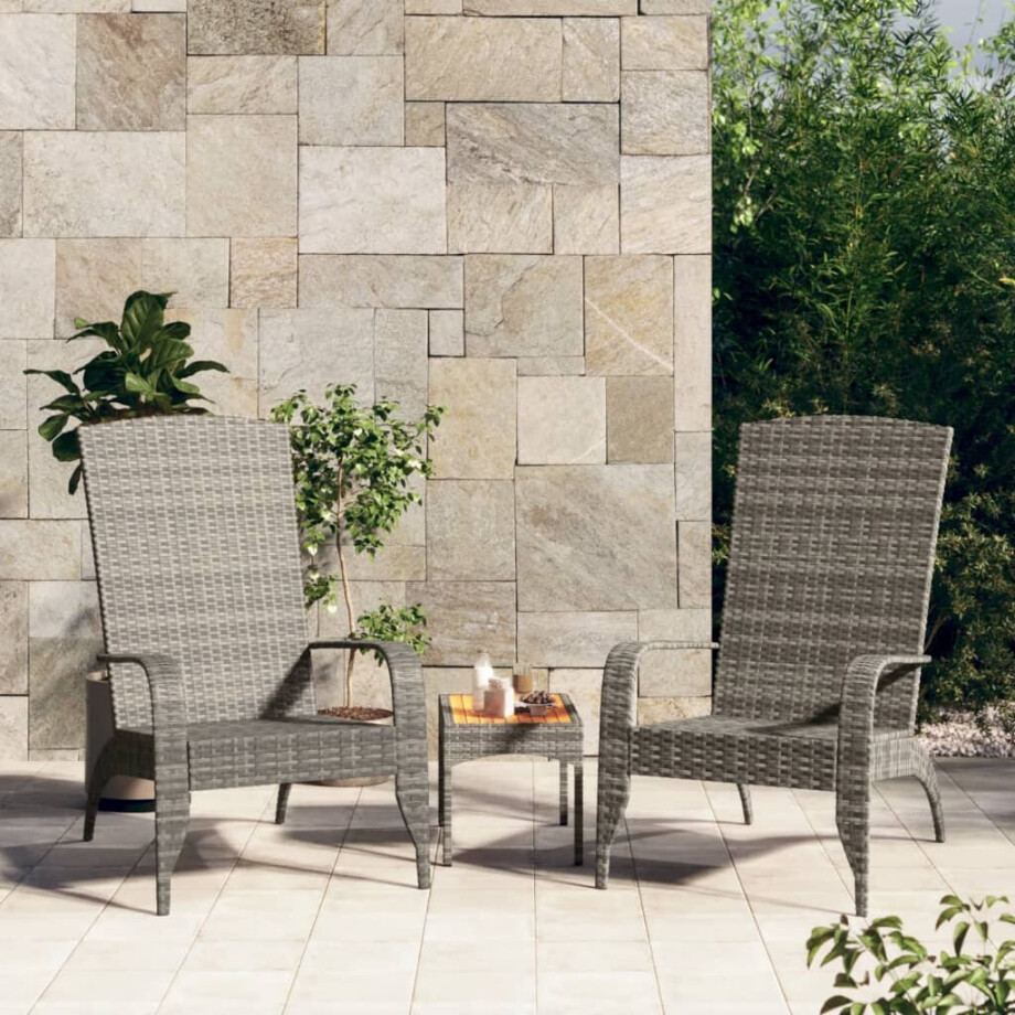 vidaXL Tuinstoel Adirondack Grijs Poly Rattan afbeelding 1