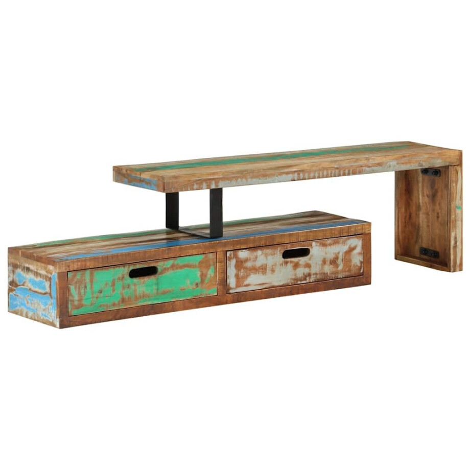 vidaXL Tv-meubel (118-200) x 30 x 40 cm massief hout gerecycled vidaXL Tv-meubel (118-200) x 30 x 40 cm massief hout gerecycled afbeelding 1
