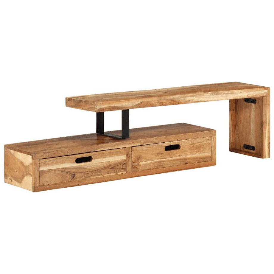 vidaXL Tv-meubel (118-200) x 30 x 40 cm massief acaciahout vidaXL Tv-meubel (118-200) x 30 x 40 cm massief acaciahout afbeelding 1