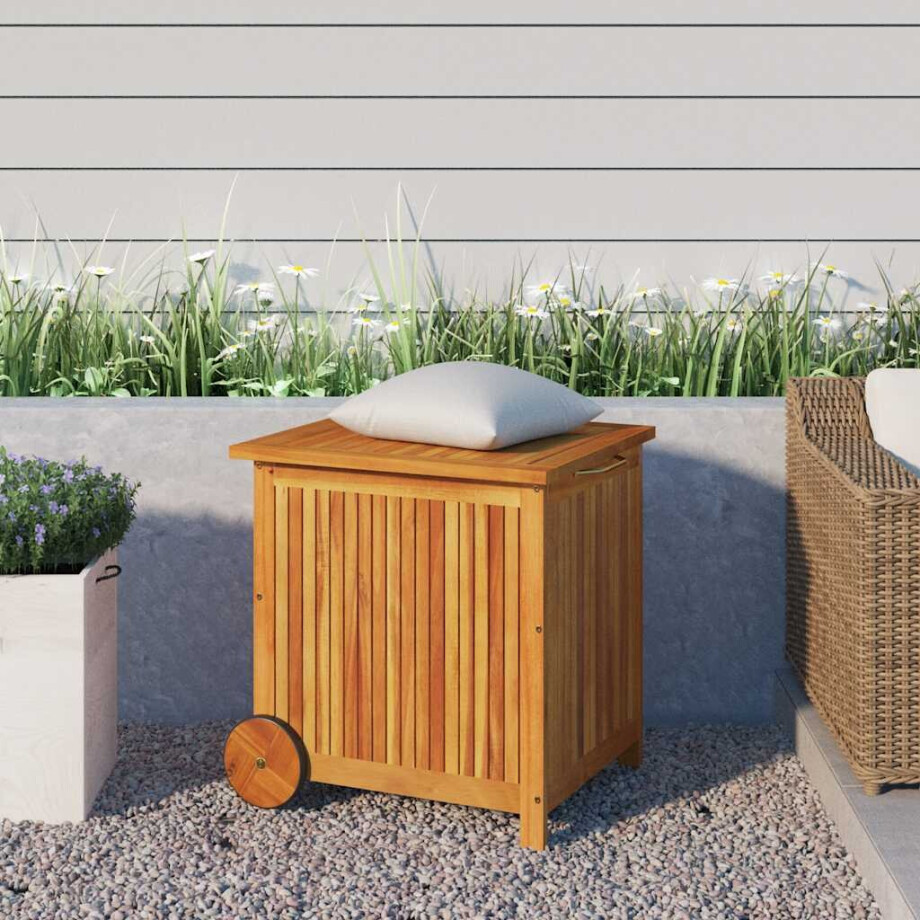 vidaXL Tuinbox met wieltjes 60x50x58 cm massief acaciahout vidaXL Tuinbox met wieltjes 60x50x58 cm massief acaciahout afbeelding 1