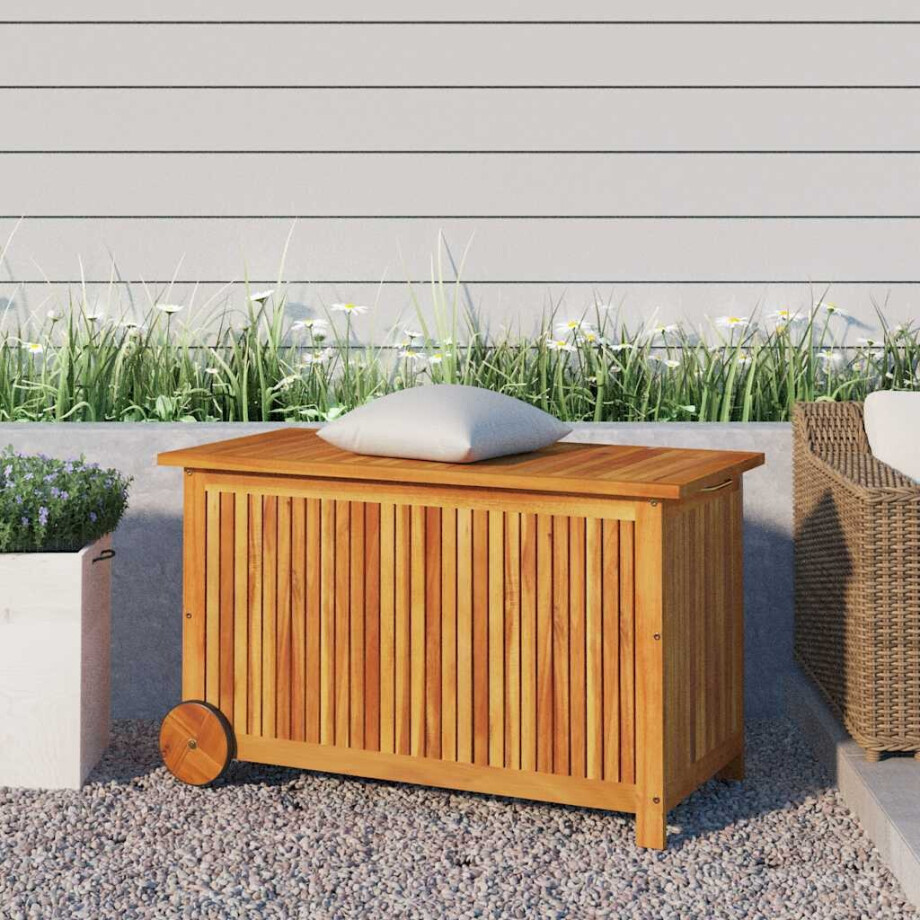 vidaXL Tuinbox met wieltjes 90x50x58 cm massief acaciahout vidaXL Tuinbox met wieltjes 90x50x58 cm massief acaciahout afbeelding 1