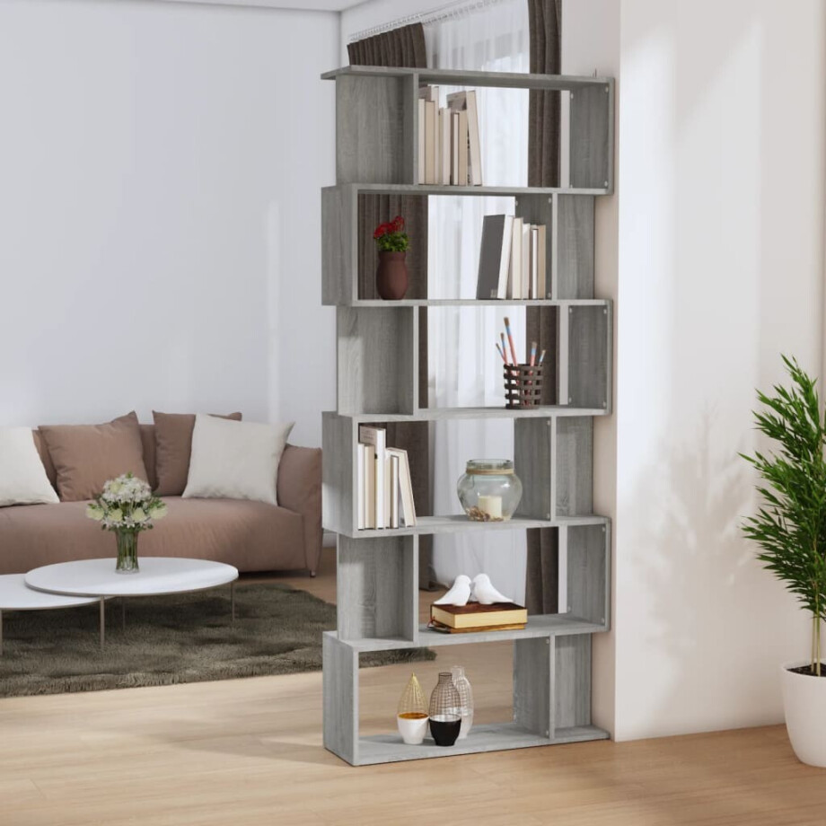 vidaXL Boekenkast/kamerscherm 80x24x192 cm bewerkt hout grijs sonoma afbeelding 1