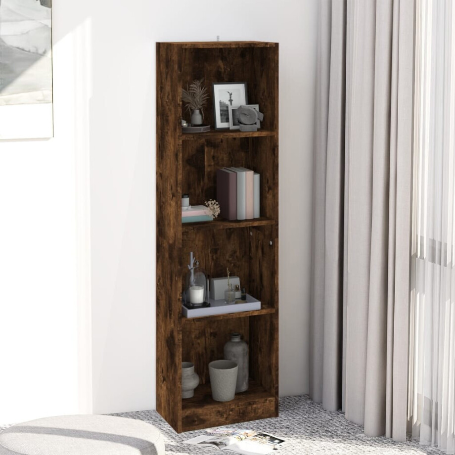 vidaXL Boekenkast 4-laags 40x24x143 cm bewerkt hout gerookt eikenkleur vidaXL Boekenkast 4-laags 40x24x143 cm bewerkt hout gerookt eikenkleur afbeelding 1