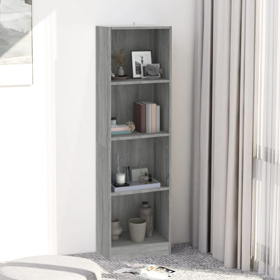 vidaXL Boekenkast 4 schappen 40x24x143 cm bewerkt hout grijs sonoma afbeelding 1