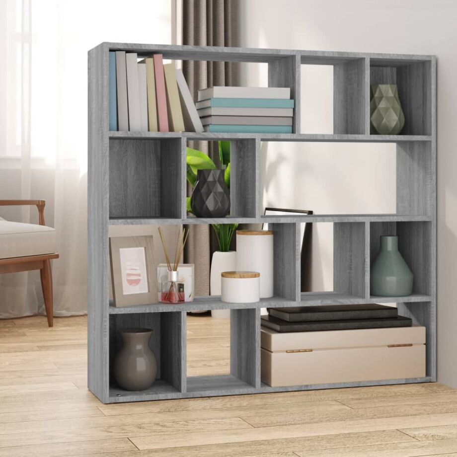 vidaXL Boekenkast/kamerscherm 105x24x102 cm grijs sonoma eikenkleurig afbeelding 1