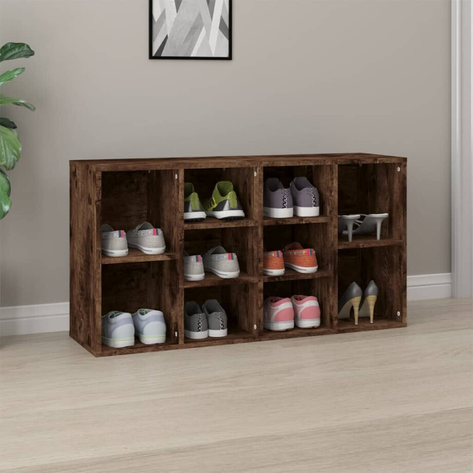 vidaXL Schoenenbank 103x30x55 cm bewerkt hout gerookt eikenkleurig vidaXL Schoenenbank 103x30x55 cm bewerkt hout gerookt eikenkleurig afbeelding 1